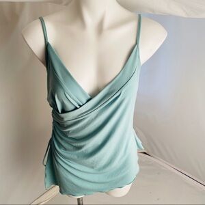 LeChateau sage adjustable strap stretch ruched surplice top